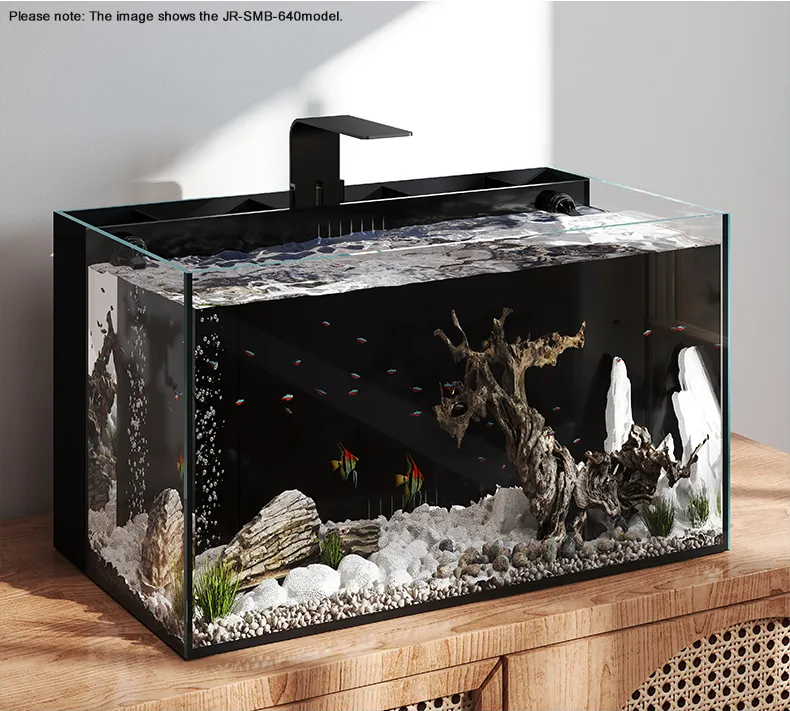 LOONGS WARE desktop dual back filter aquarium tank in modern desk and home scene