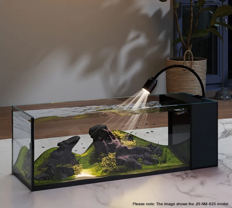 LOONGS WARE South American style desktop side filter aquarium tank in modern home and office scene