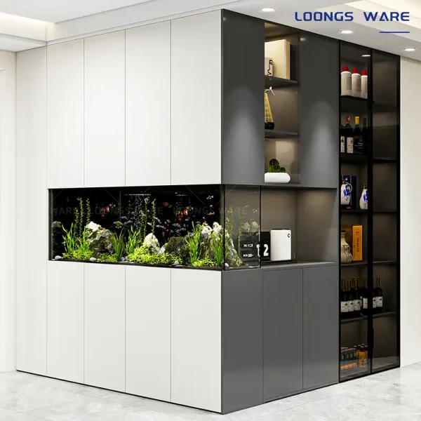 Embedded aquarium screen partition