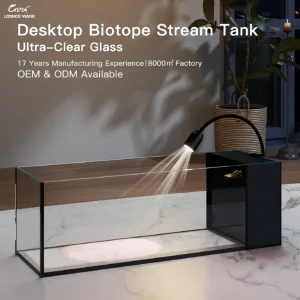 Ultra-clear glass JR-NM desktop aquarium with side filtration system, front showcase