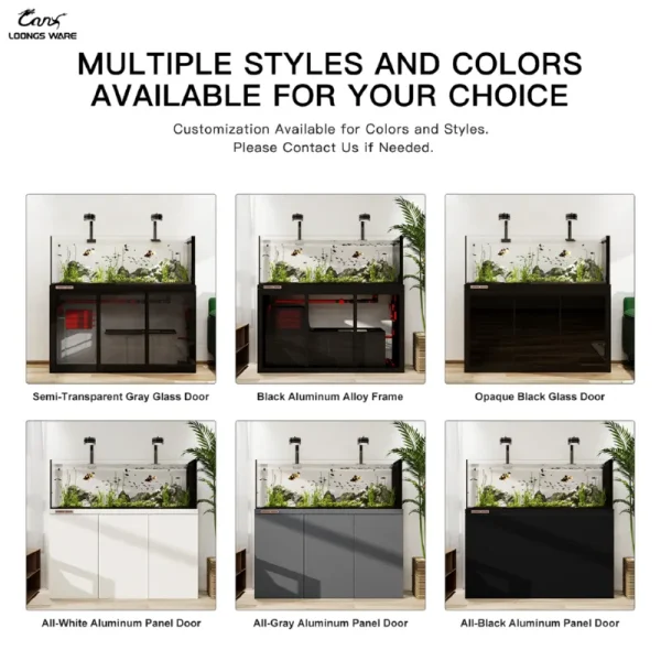 JZCY aquarium color & style options—black, white, gray, wood grain and more